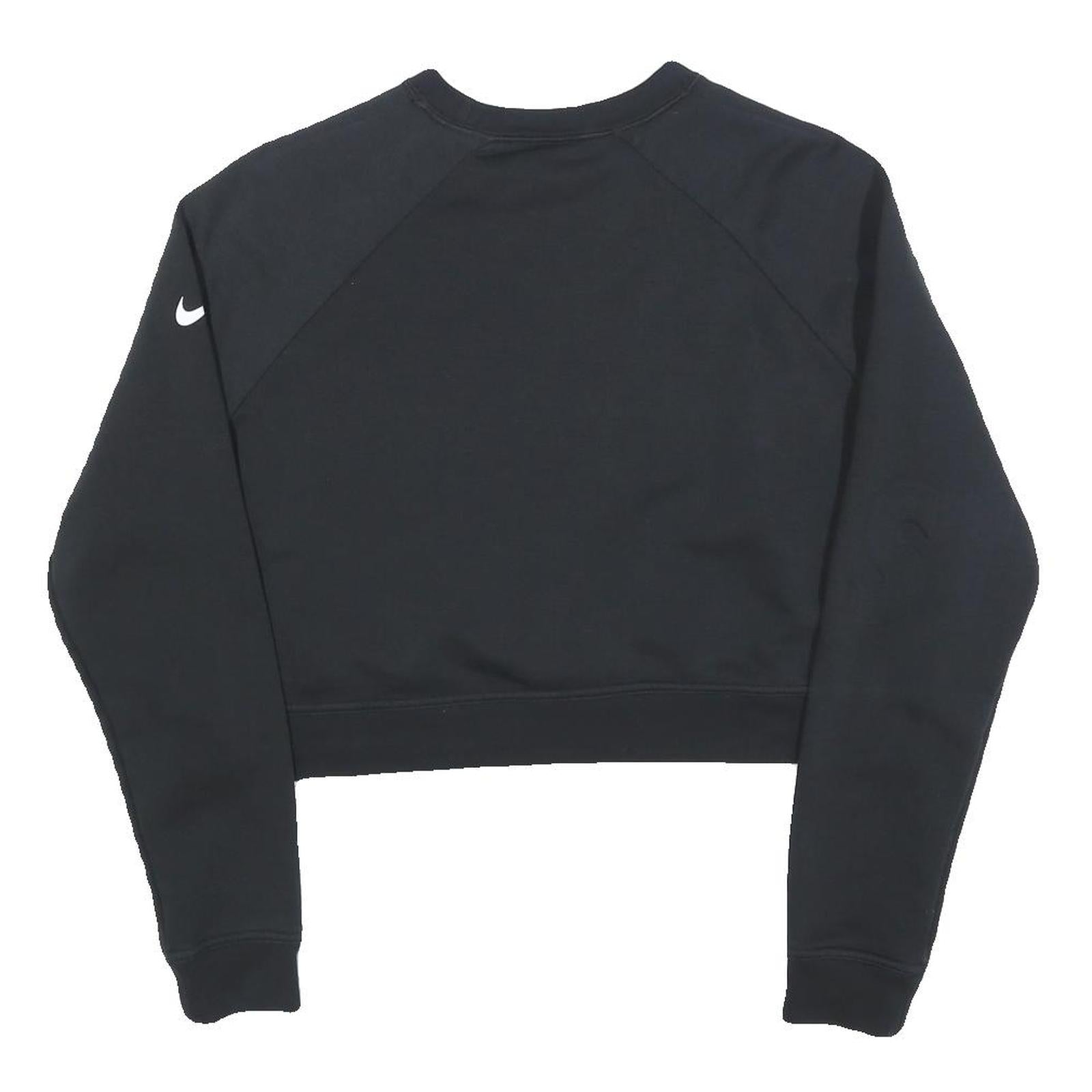 NIKE Womens Black Crew Neck M Cotton Blend Crop Sweatshirt Sportswear