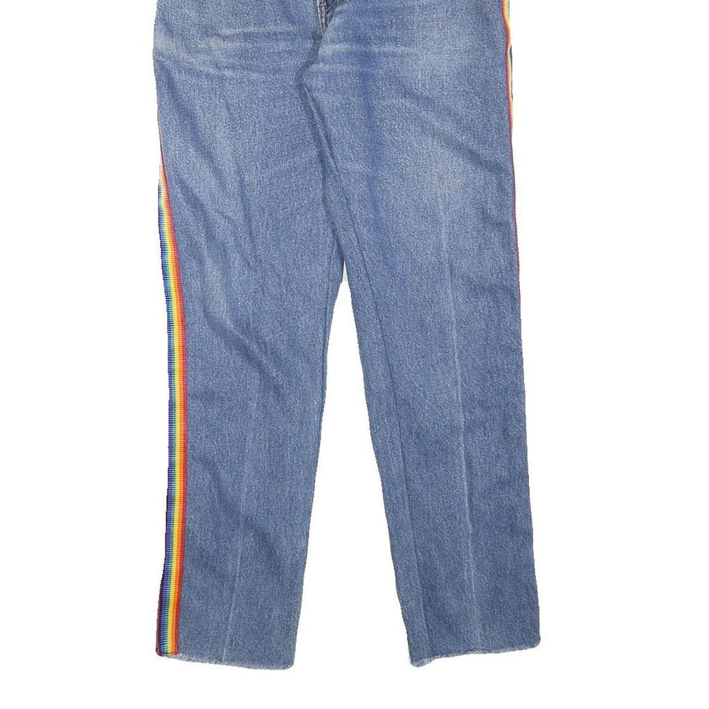 LEVI'S Womens Jeans Blue Slim Straight Denim Light W26 L28 Rainbow Trim