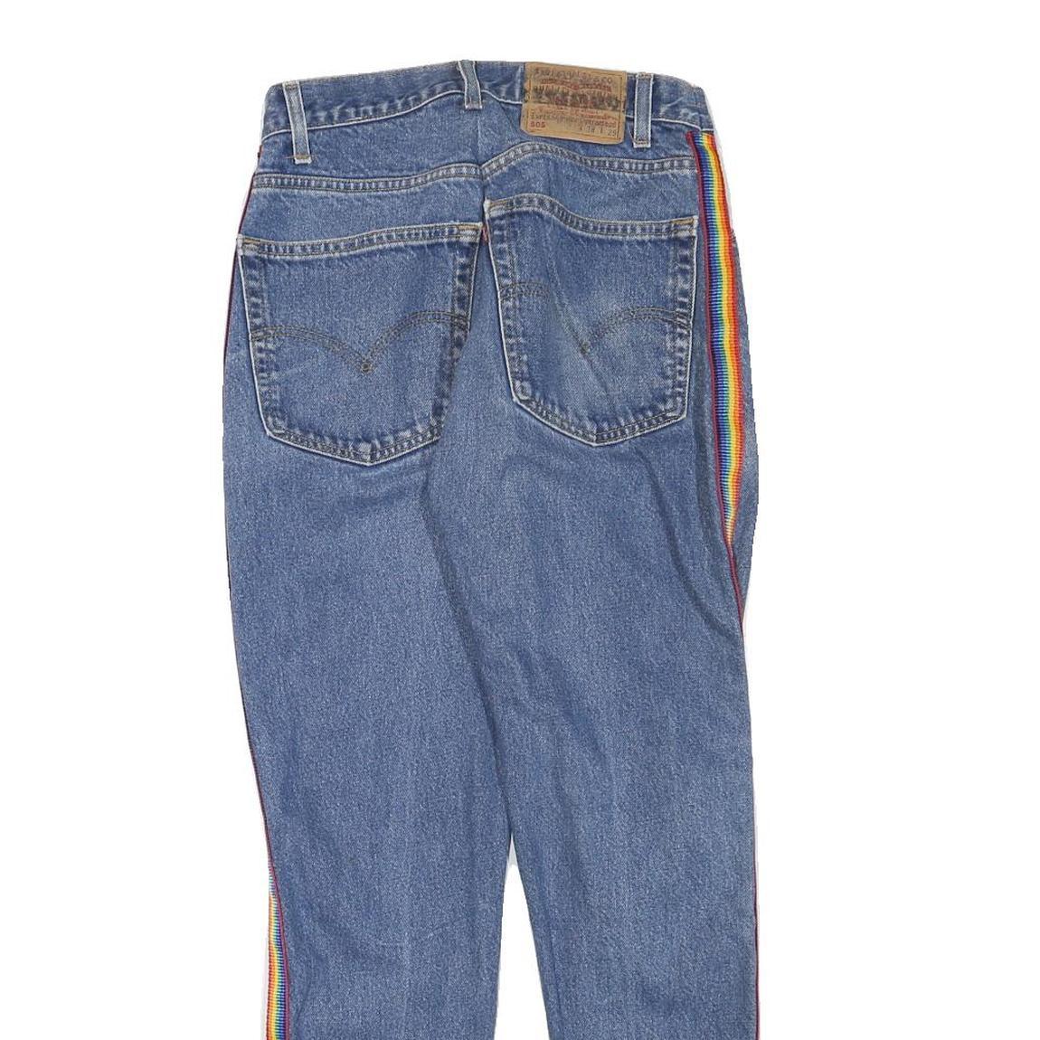 LEVI'S Womens Jeans Blue Slim Straight Denim Light W26 L28 Rainbow Trim