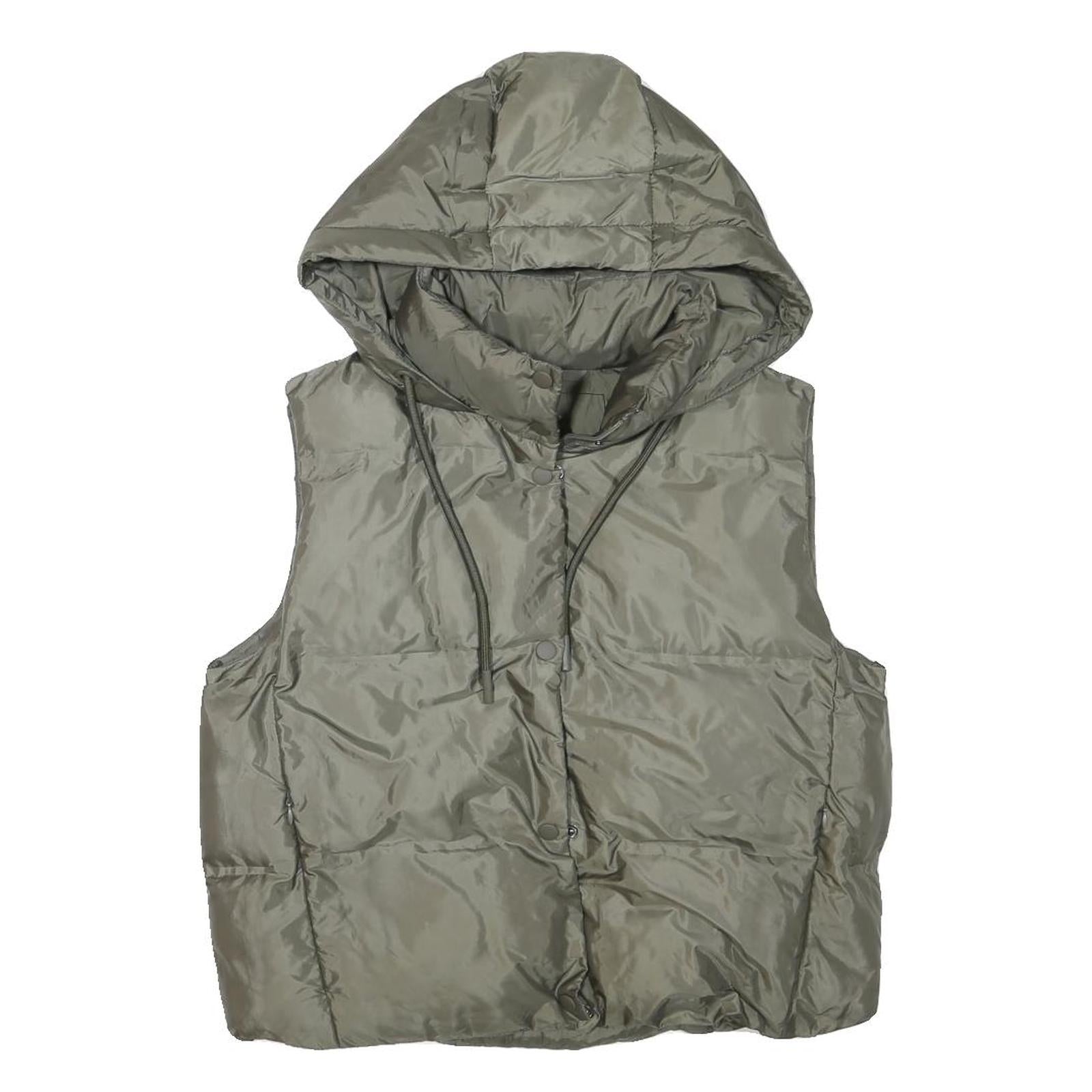 ZARA Womens Green Hooded Puffer Jacket XS Polyester Blend Zip Plain Casual