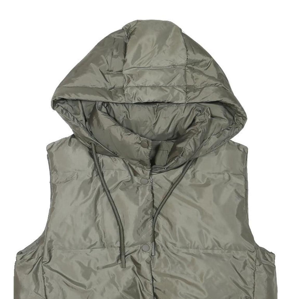 ZARA Womens Green Hooded Puffer Jacket XS Polyester Blend Zip Plain Casual