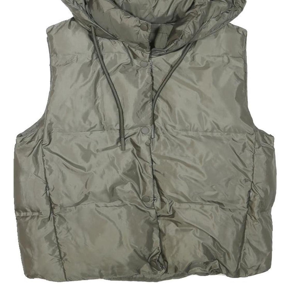 ZARA Womens Green Hooded Puffer Jacket XS Polyester Blend Zip Plain Casual