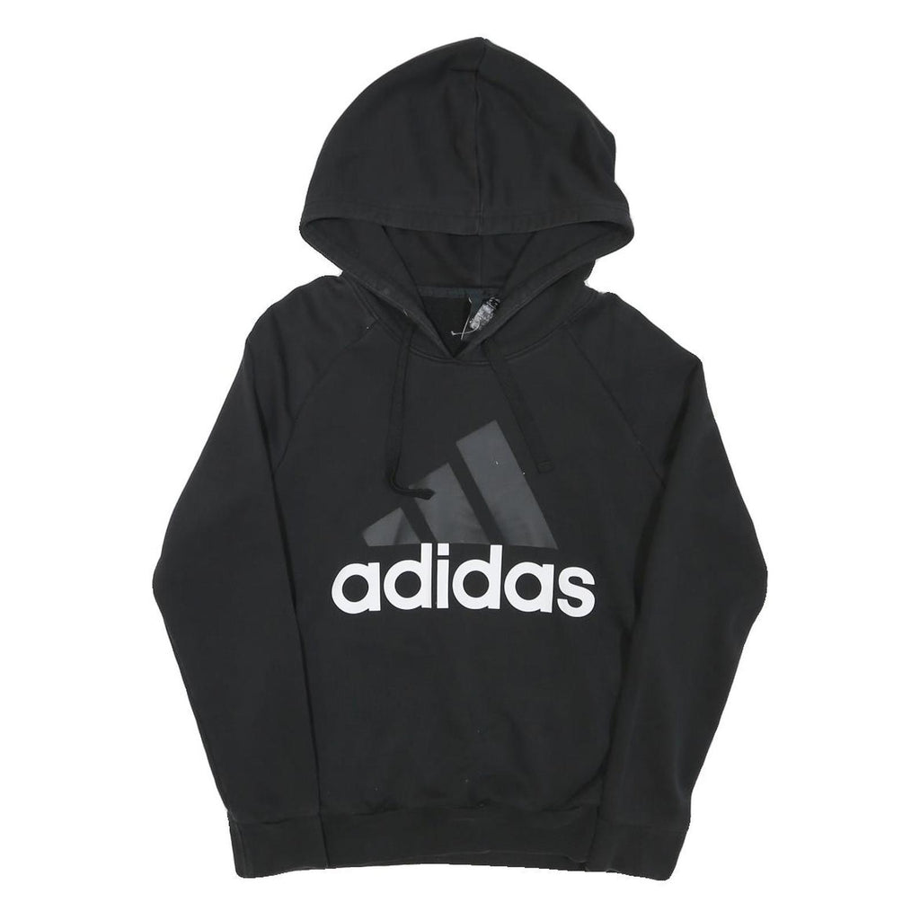 ADIDAS Womens Black Hoodie S Cotton Blend Pullover Casual Sportswear
