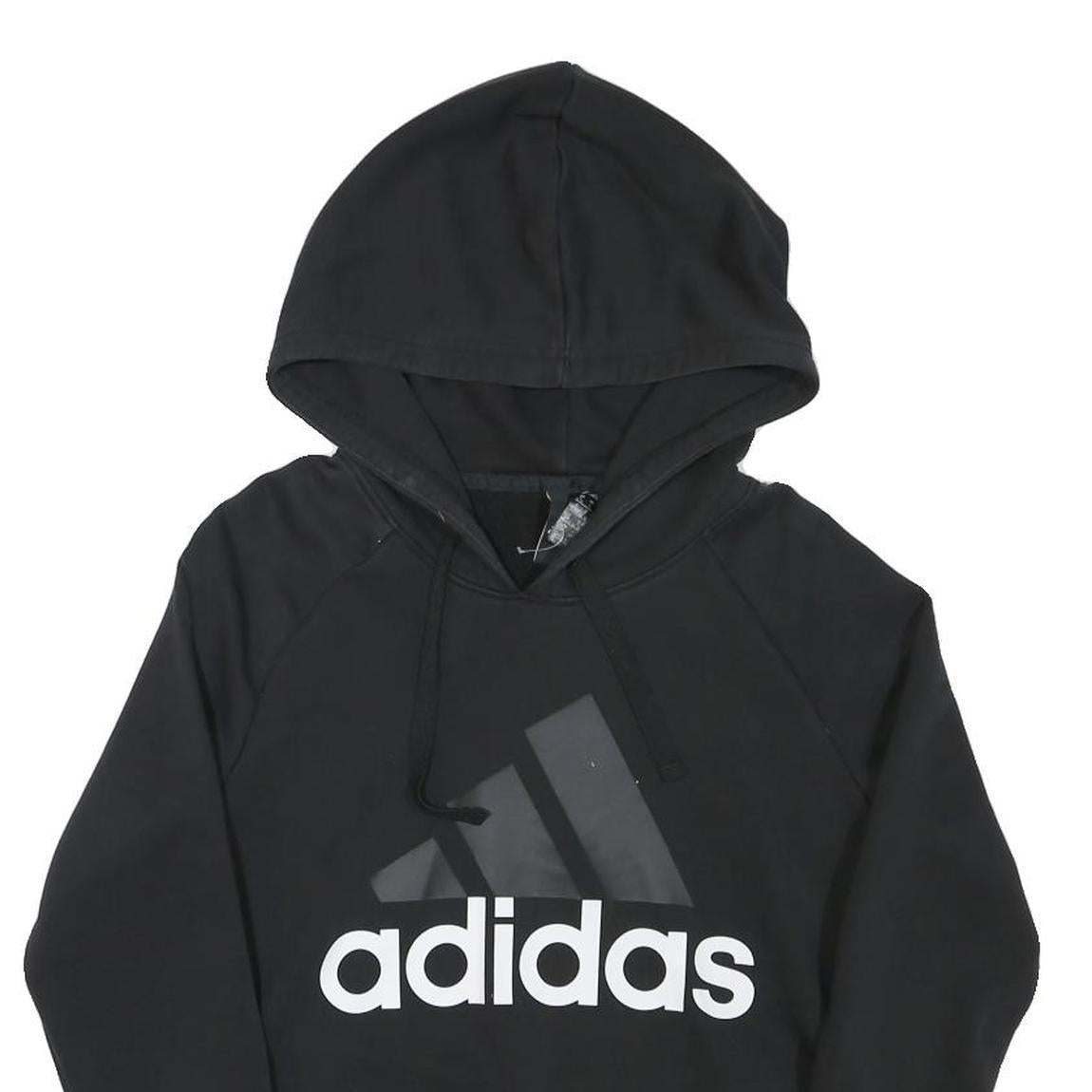 ADIDAS Womens Black Hoodie S Cotton Blend Pullover Casual Sportswear