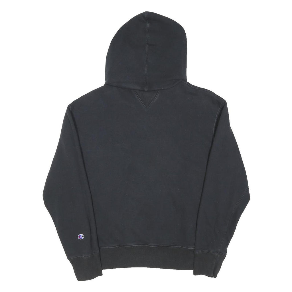 CHAMPION Mens Black Cotton Blend Pullover Hoodie L Embroidered Logo Spellout