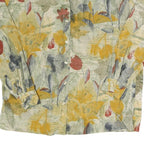 CANDA Womens Beige Floral Shirt Long Sleeve Collared XL Button Closure