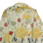 CANDA Womens Beige Floral Shirt Long Sleeve Collared XL Button Closure