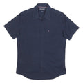 TOMMY HILFIGER Mens Navy Blue Cotton Blend Shirt M Casual Button Front Short