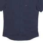 TOMMY HILFIGER Mens Navy Blue Cotton Blend Shirt M Casual Button Front Short