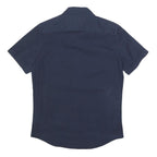 TOMMY HILFIGER Mens Navy Blue Cotton Blend Shirt M Casual Button Front Short