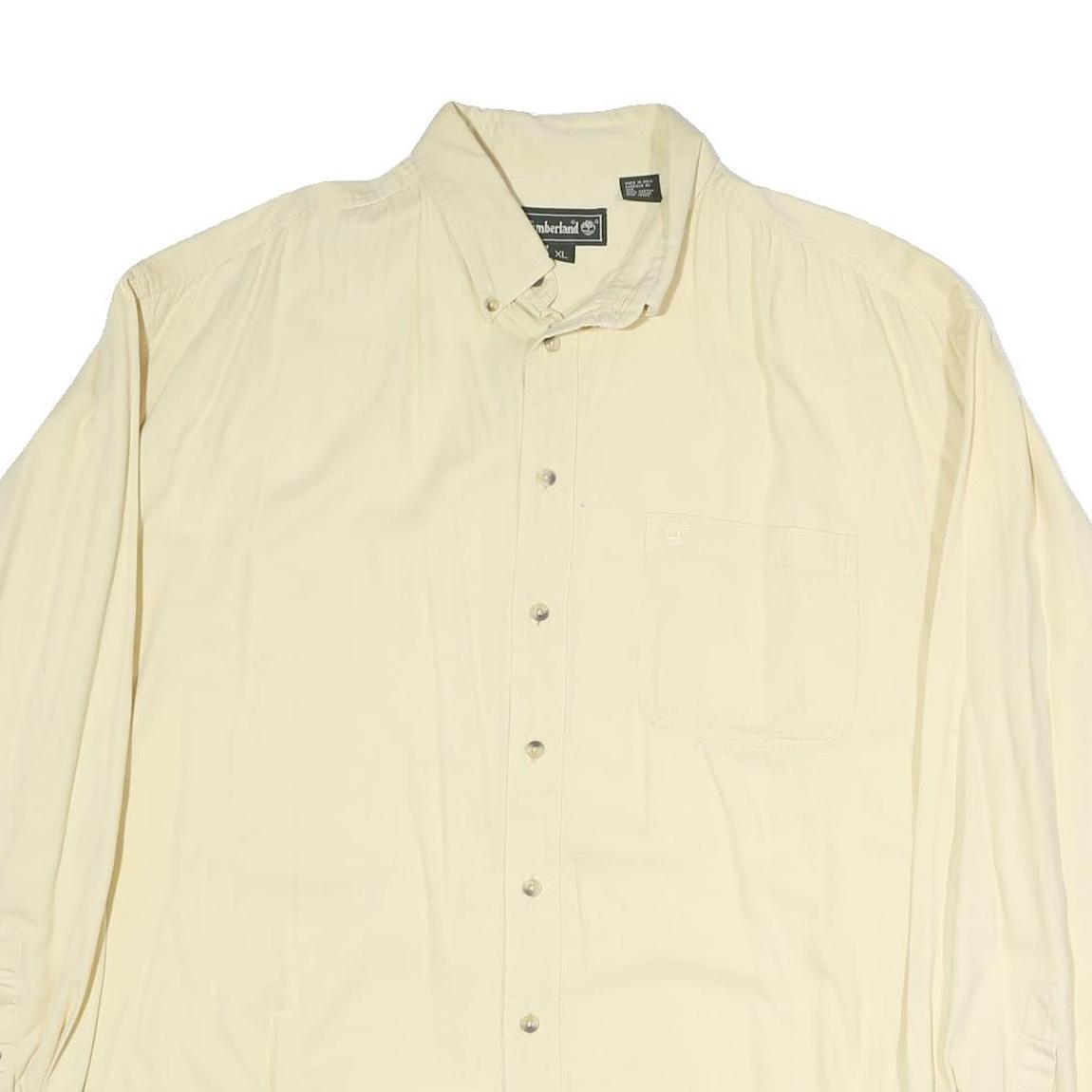 TIMBERLAND Mens Cream Cotton Shirt XL Button-Down Long Sleeve Casual Relaxed Fit