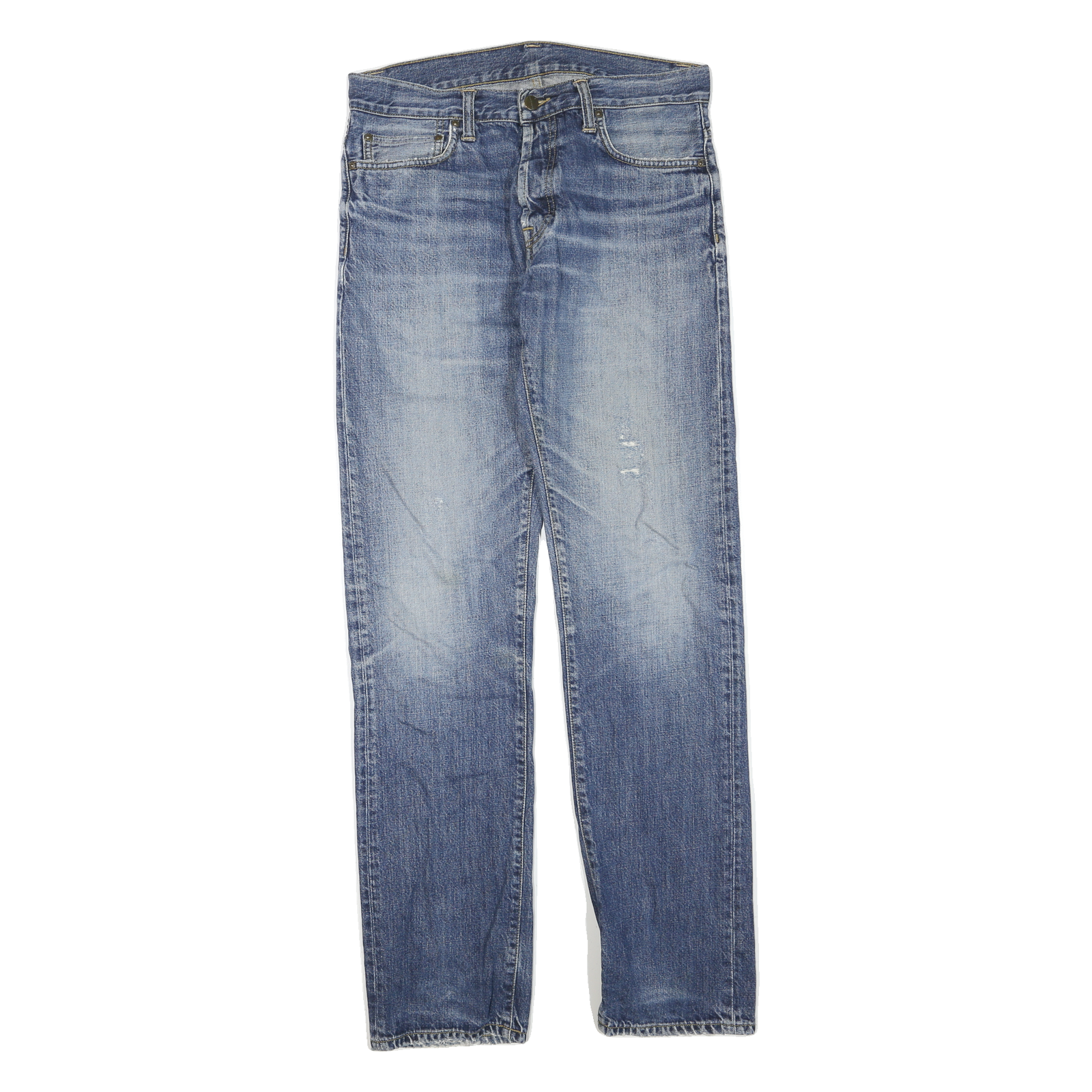 CARHARTT Mens Blue Regular Fit Straight Leg Denim Light W32 L34 Zip Jeans