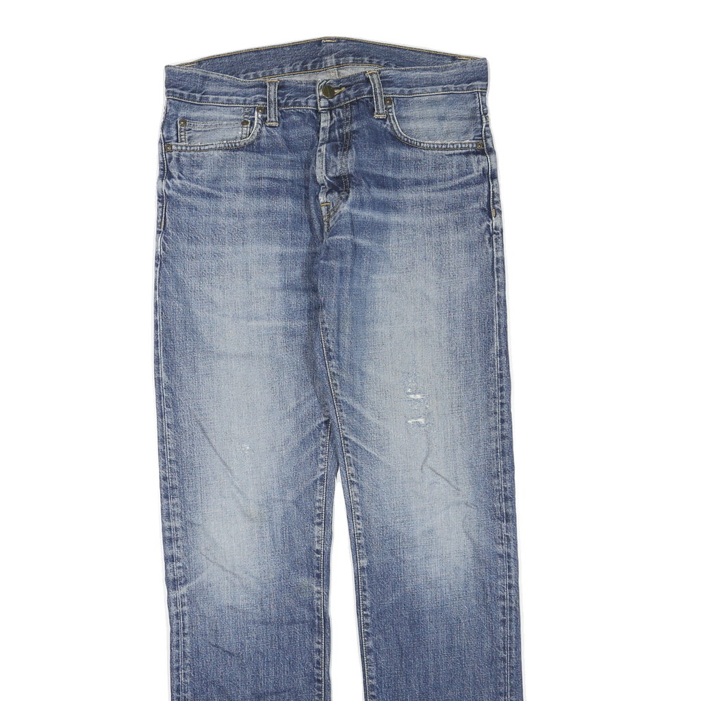 CARHARTT Mens Blue Regular Fit Straight Leg Denim Light W32 L34 Zip Jeans