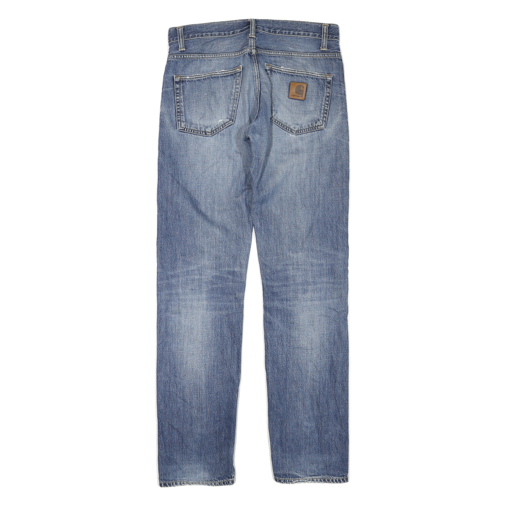 CARHARTT Mens Blue Regular Fit Straight Leg Denim Light W32 L34 Zip Jeans