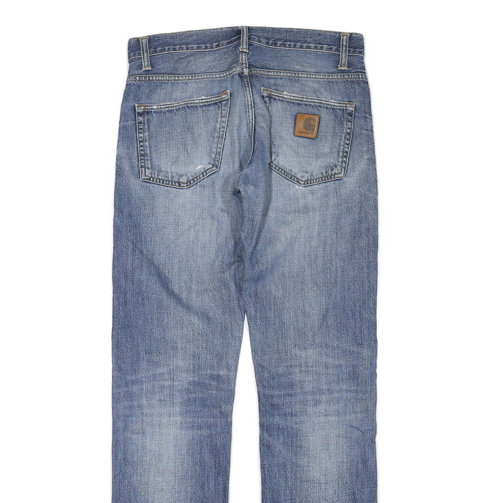 CARHARTT Mens Blue Regular Fit Straight Leg Denim Light W32 L34 Zip Jeans