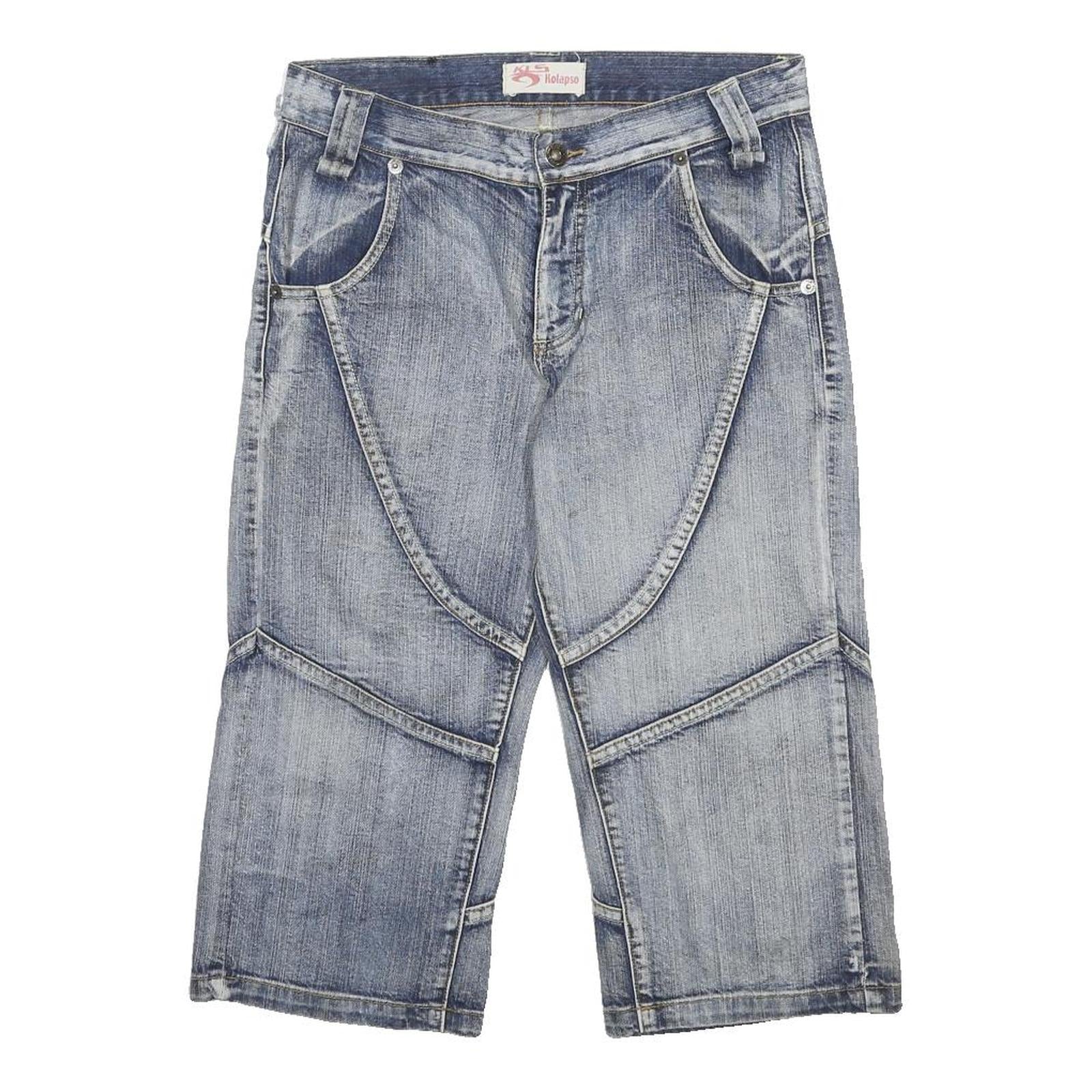KLS Mens Denim Blue Casual Shorts M W31 Cotton Lightweight Relaxed Fit