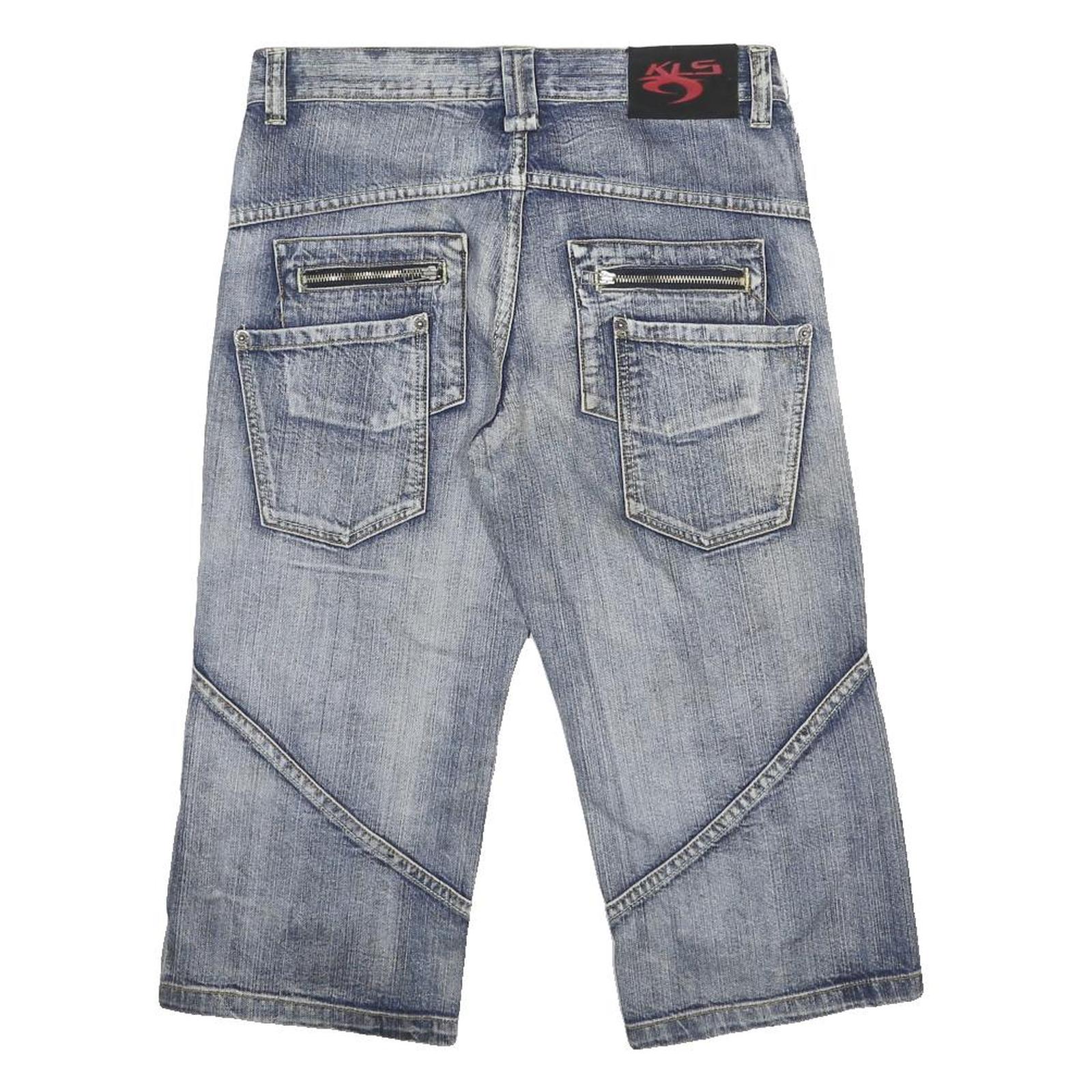 KLS Mens Denim Blue Casual Shorts M W31 Cotton Lightweight Relaxed Fit