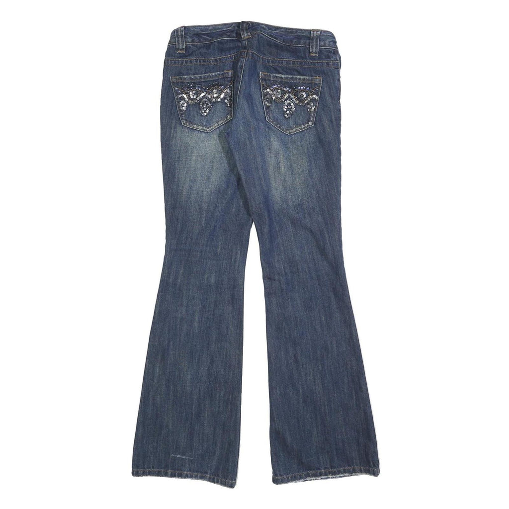 CALVIN KLEIN Womens Jeans Blue Slim Flared Denim Medium W30 L32 Embellished