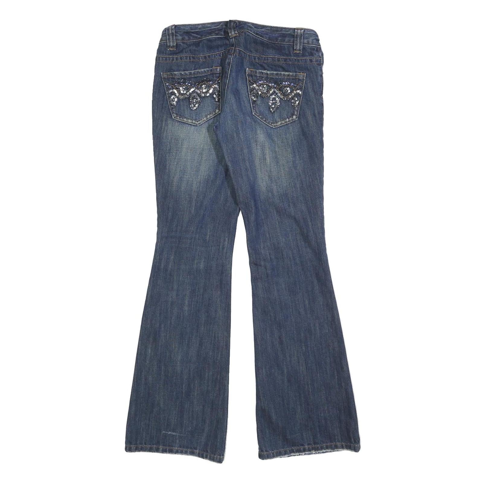 CALVIN KLEIN Womens Jeans Blue Slim Flared Denim Medium W30 L32 Embellished