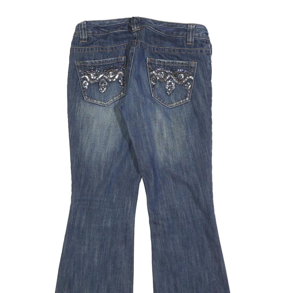 CALVIN KLEIN Womens Jeans Blue Slim Flared Denim Medium W30 L32 Embellished