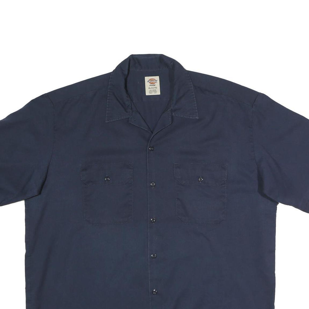 DICKIES Mens Navy Plain Shirt Short Sleeve XL Workwear Durable Button Front