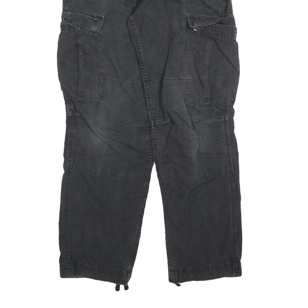 CARHARTT Mens Cotton Blend Black Regular Cargo Trousers W33 L32 Durable Workwear