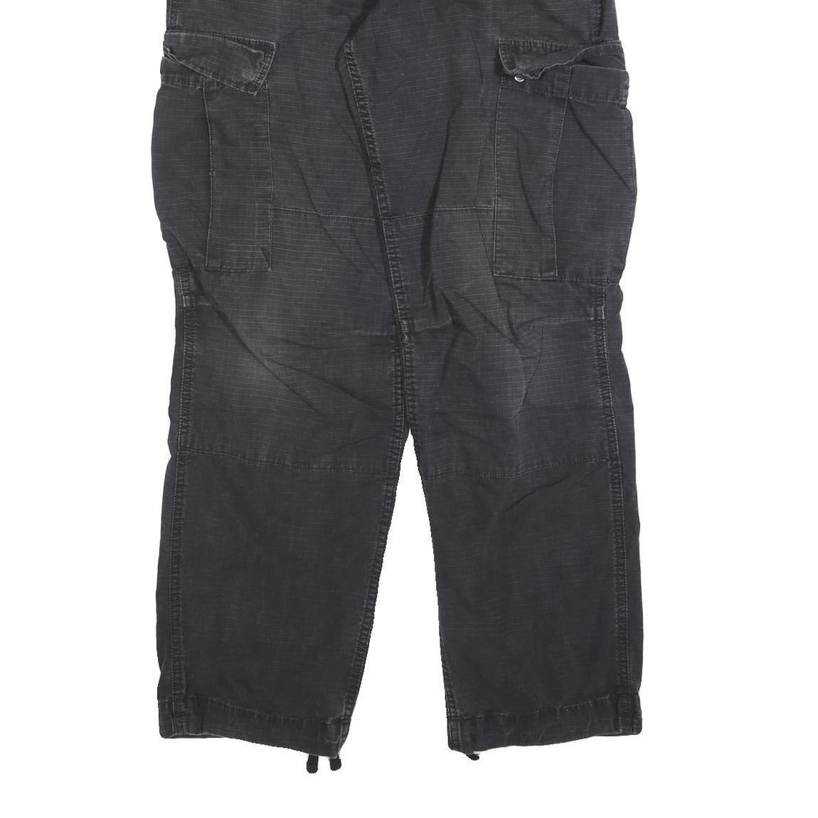 CARHARTT Mens Cotton Blend Black Regular Cargo Trousers W33 L32 Durable Workwear