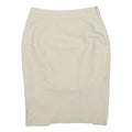 JAEGER Womens Cream Pencil Knee Length Cotton Blend Plain Skirt M Elegant