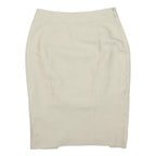 JAEGER Womens Cream Pencil Knee Length Cotton Blend Plain Skirt M Elegant