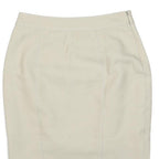 JAEGER Womens Cream Pencil Knee Length Cotton Blend Plain Skirt M Elegant