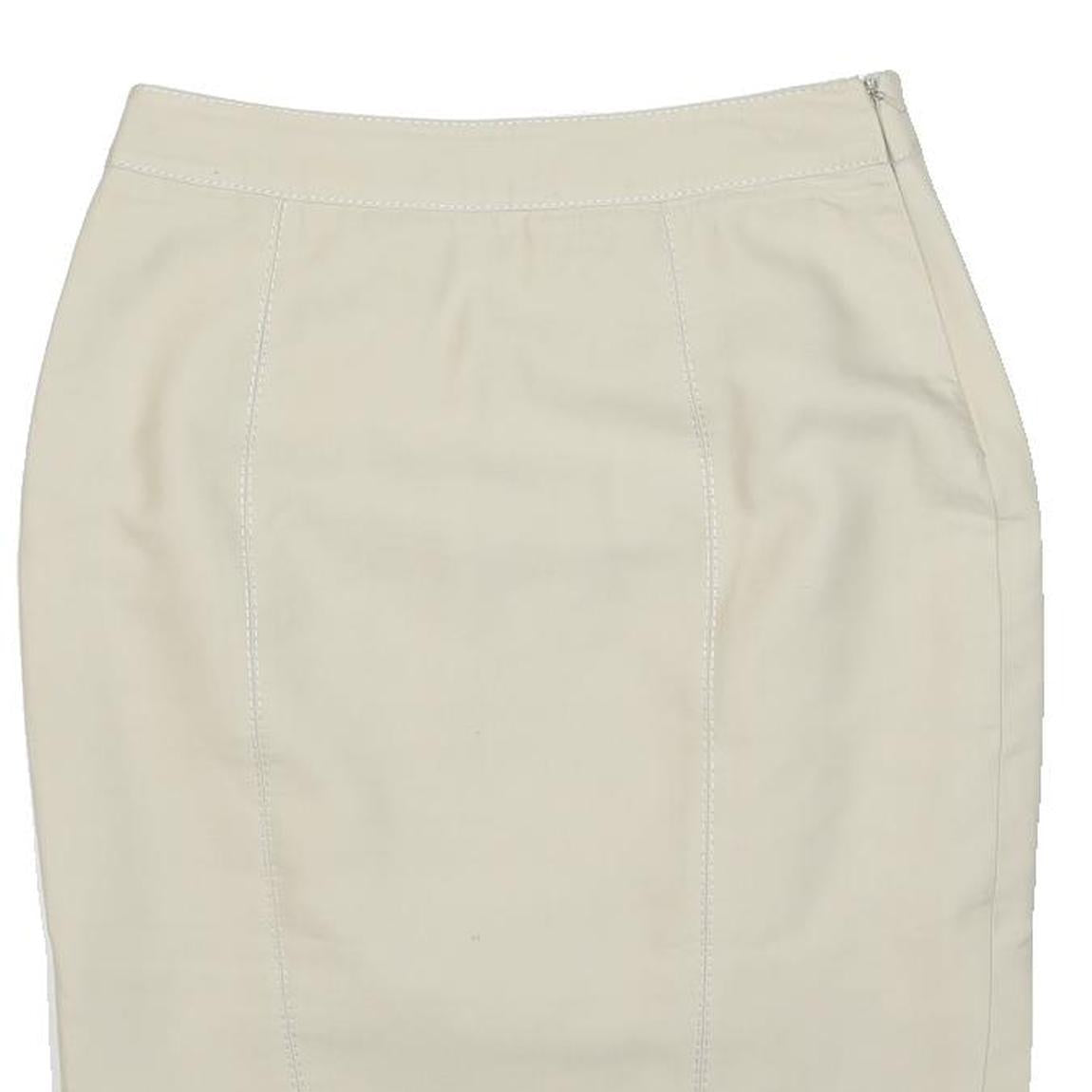 JAEGER Womens Cream Pencil Knee Length Cotton Blend Plain Skirt M Elegant