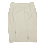 JAEGER Womens Cream Pencil Knee Length Cotton Blend Plain Skirt M Elegant