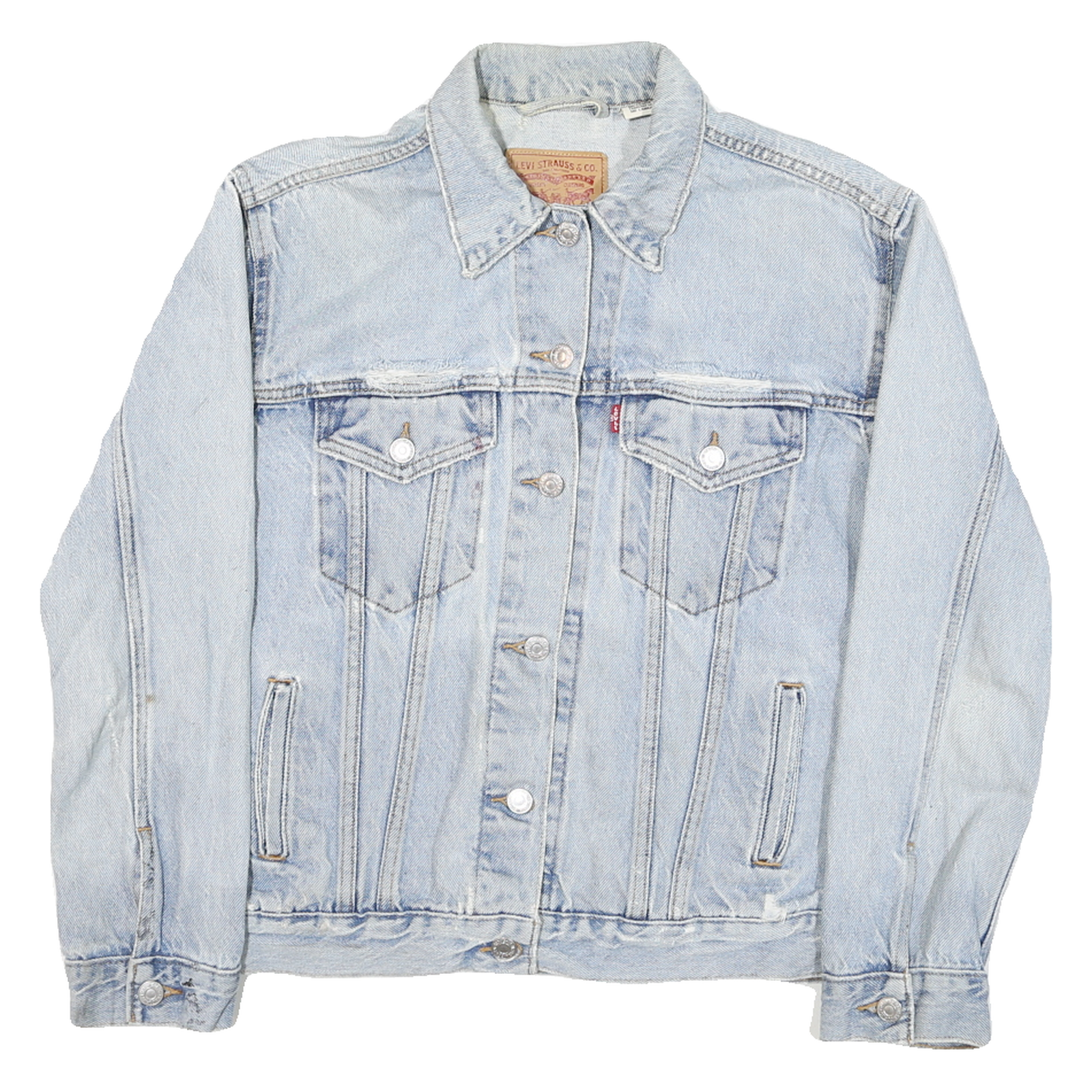 LEVI'S Womens Blue Denim Jacket S Cotton Blend Button Closure Classic Fit Iconic