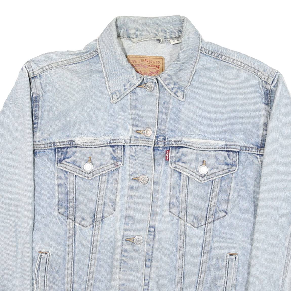 LEVI'S Womens Blue Denim Jacket S Cotton Blend Button Closure Classic Fit Iconic