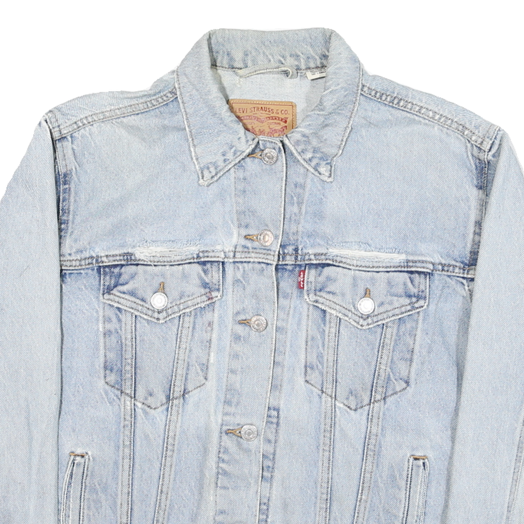 LEVI'S Womens Blue Denim Jacket S Cotton Blend Button Closure Classic Fit Iconic