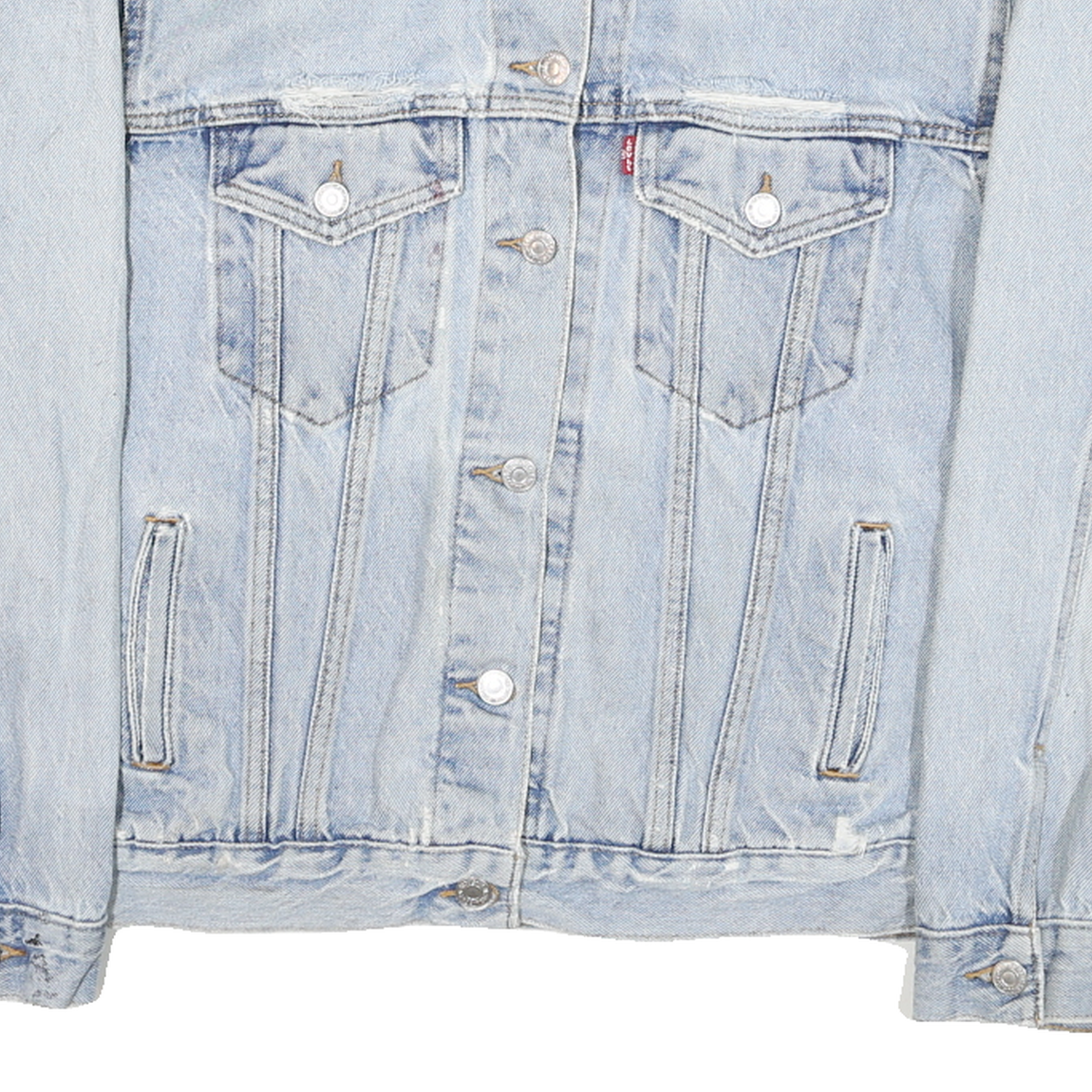 LEVI'S Womens Blue Denim Jacket S Cotton Blend Button Closure Classic Fit Iconic