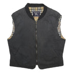 BURBERRY Mens Black Quilted Woven Zip Jacket XL Classic British Heritage