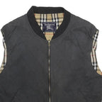 BURBERRY Mens Black Quilted Woven Zip Jacket XL Classic British Heritage
