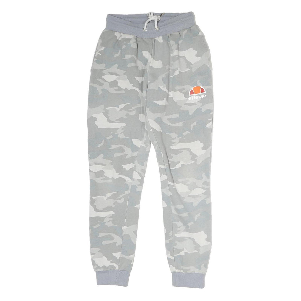 ELLESSE Womens Joggers Grey Camouflage XS W26 L26 Slim Tapered Logo Drawstring