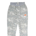 ELLESSE Womens Joggers Grey Camouflage XS W26 L26 Slim Tapered Logo Drawstring