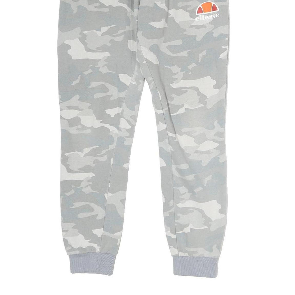 ELLESSE Womens Joggers Grey Camouflage XS W26 L26 Slim Tapered Logo Drawstring