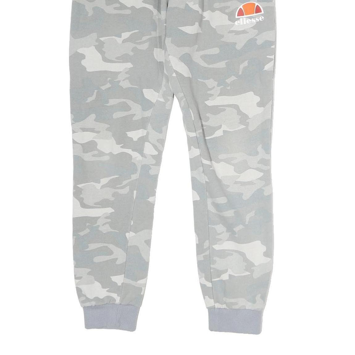 ELLESSE Womens Joggers Grey Camouflage XS W26 L26 Slim Tapered Logo Drawstring