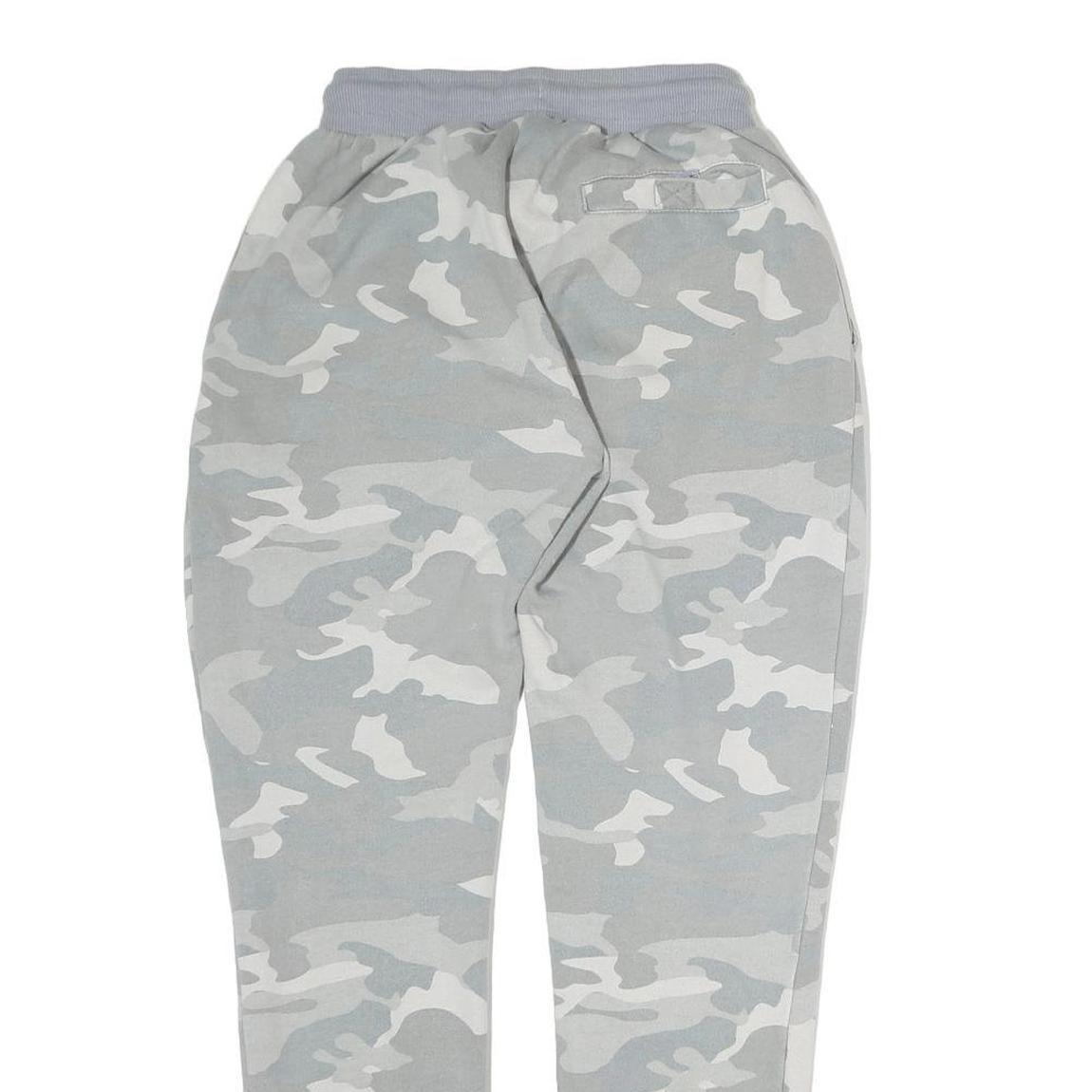 ELLESSE Womens Joggers Grey Camouflage XS W26 L26 Slim Tapered Logo Drawstring