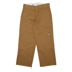 DICKIES Mens Cotton Blend Brown Loose Fit Straight Trousers W30 L27 Workwear