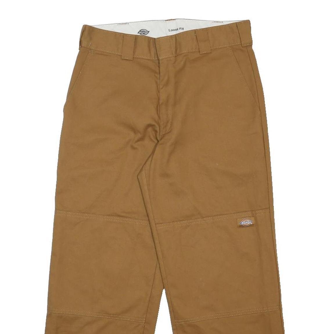DICKIES Mens Cotton Blend Brown Loose Fit Straight Trousers W30 L27 Workwear