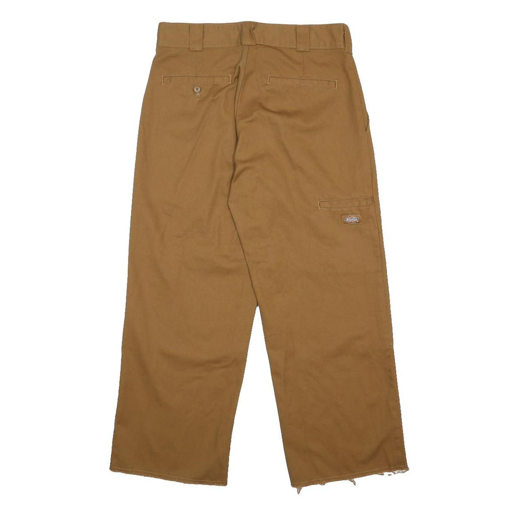 DICKIES Mens Cotton Blend Brown Loose Fit Straight Trousers W30 L27 Workwear
