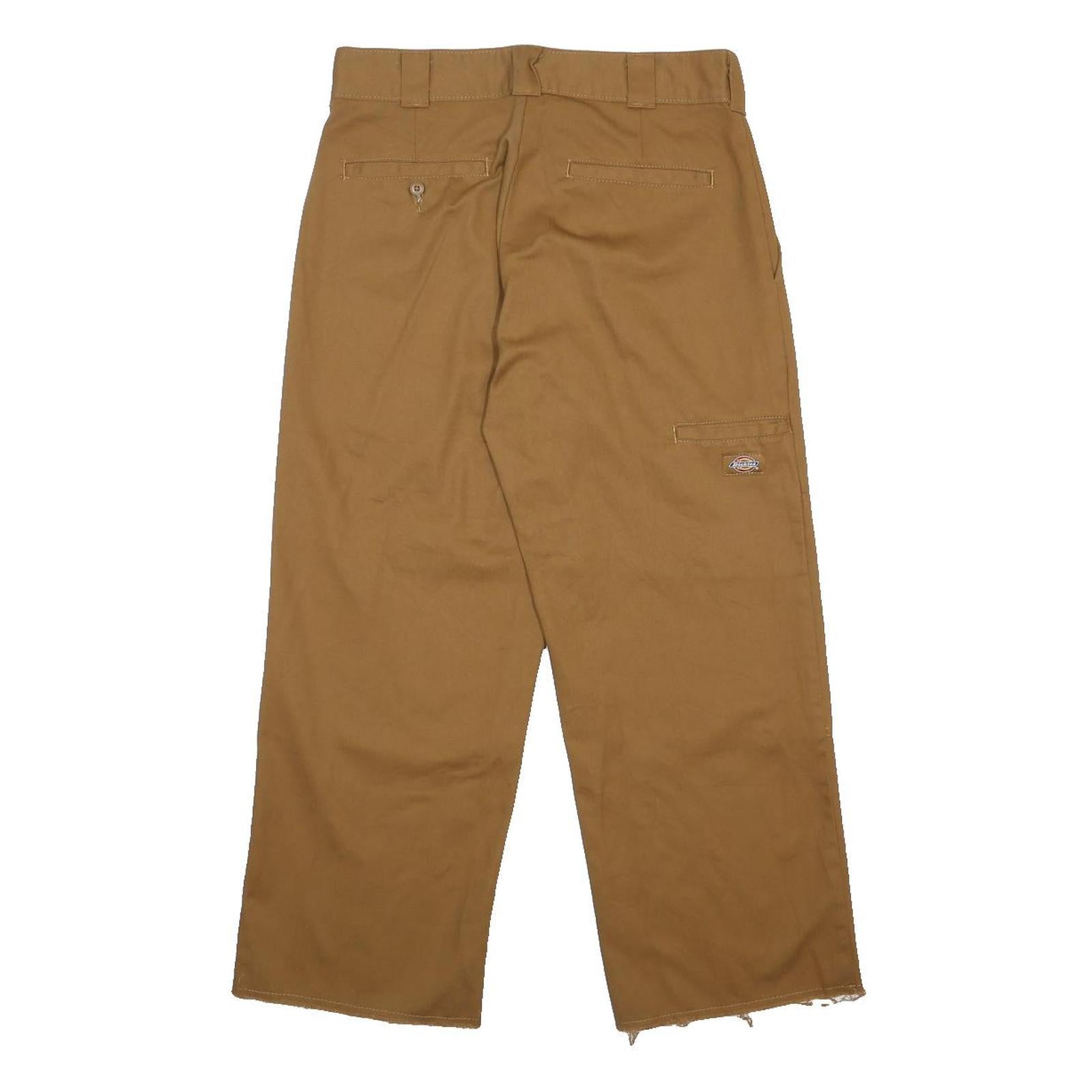 DICKIES Mens Cotton Blend Brown Loose Fit Straight Trousers W30 L27 Workwear