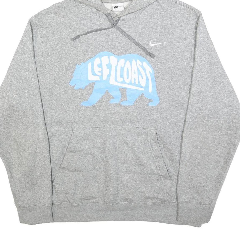 NIKE Mens Grey Left Coast Pullover Hoodie L Cotton Blend Casual Sportswear