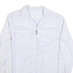 ZARA WOMAN Womens White Cotton Blend Basic Shirt Long Sleeve Collared L Button