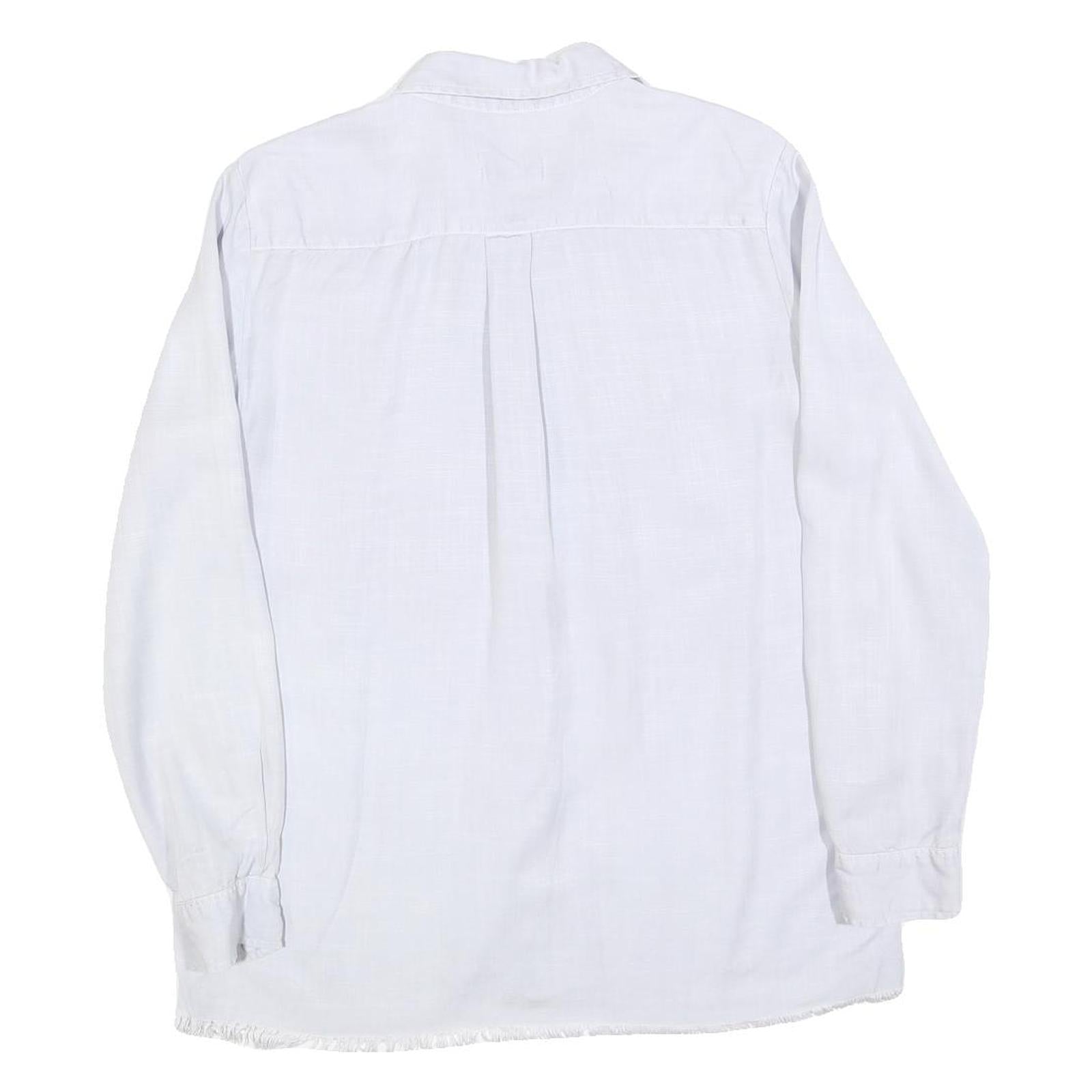 ZARA WOMAN Womens White Cotton Blend Basic Shirt Long Sleeve Collared L Button